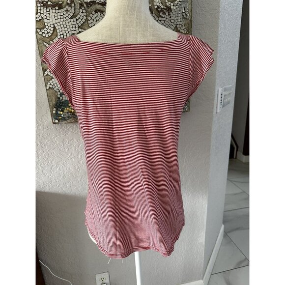 Loft Womens Red & White Striped Cap Sleeve Top Size SP - Picture 4 of 7